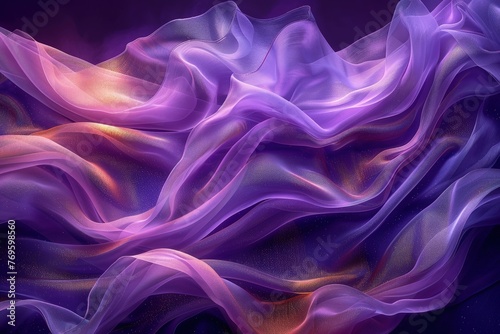 Elegant Purple Satin Fabric Waves in Abstract Design 