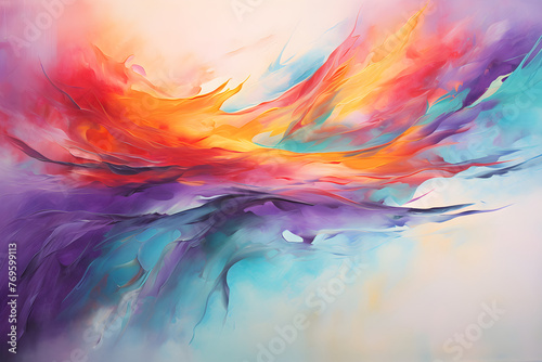 Jubilant Splashes of Colors Dancing in the Sky: An Abstract Indication of Victory and Freedom. photo