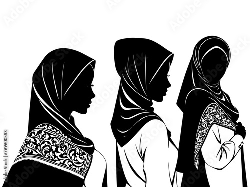 beautiful Muslim woman in hijab fashion silhouette vector