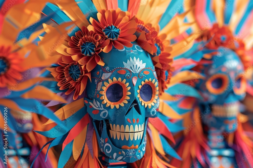 Origami Paper Town: Sugar Skulls for Día de los Muertos Essence

