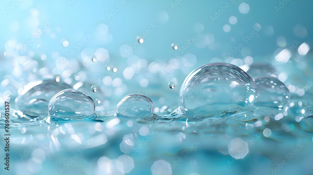 Water bubbles on a blue background. High-resolution