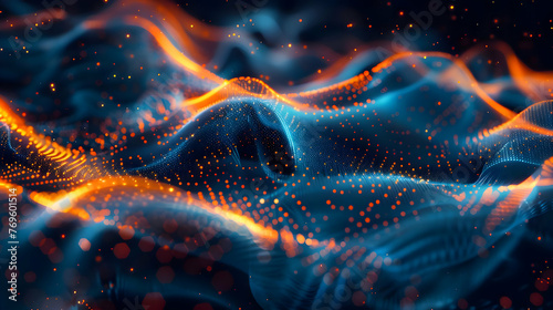 Futuristic abstract image of ai dark and bright lines voices. High-resolution