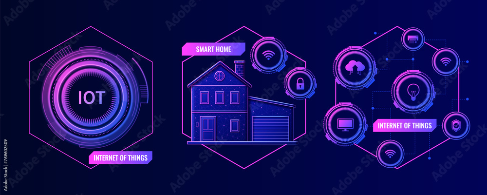 IoT labels in gradient design IoT labels in gradient design