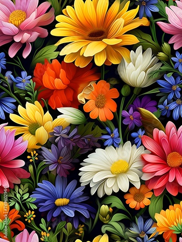 Floral Seamless Background in Vibrant Tones 