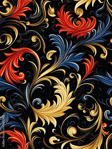 Seamless Floral Pattern with Vivid Hues 