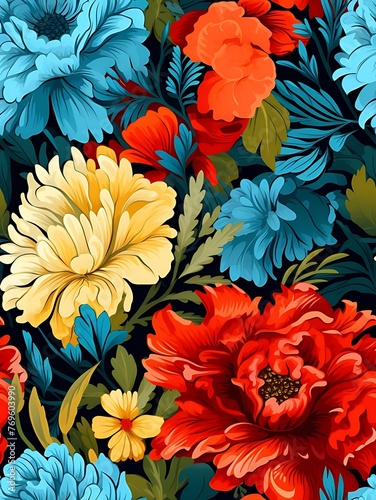 Seamless Floral Texture with Bright Colors 