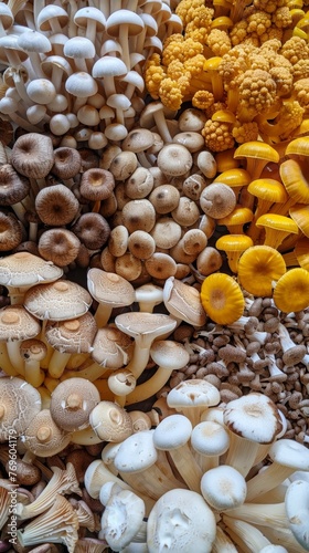 A kaleidoscope of mushrooms from earthy browns to vibrant yellows