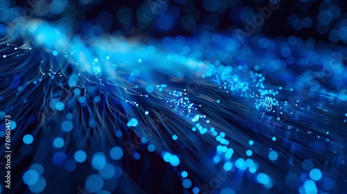 people working with fiber optic cables,cyber, technology, blue colors, dark blue, fiber optics ,3d render photo