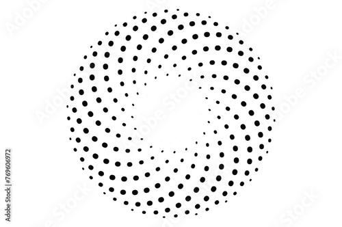 Modern abstract background. Halftone dots in circle form. Round logo. Vector dotted frame. Design element or icon.