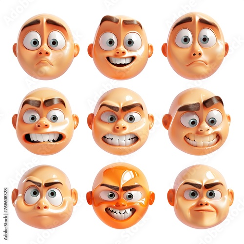 A series of cartoon faces with different expressions.