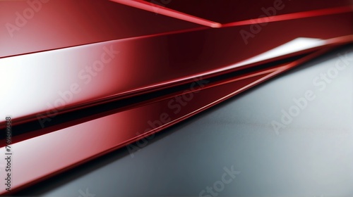 Futuristic red shiny metallic wavy sheets pattern background abstract concept of motion and movement flow minimalist modern tech from Generative AI