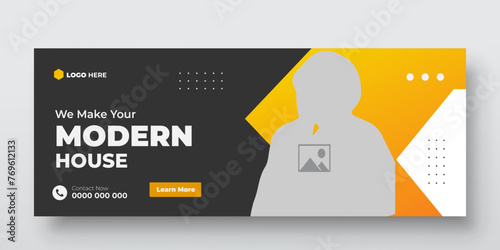 Real estate Facebook cover banner template design, Set of elegant modern abstract home for sale real estate Facebook cover, banner, for smooth gradient background shape color ad template