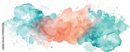 abstract watercolor background orange turquoise