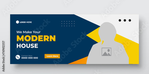 Real estate house and Set of elegant modern abstract home for sale real estate Facebook cover, banner, for smooth gradient background shape color ad template