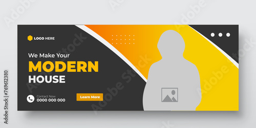 Real estate house and Set of elegant modern abstract home for sale real estate Facebook cover, banner, for smooth gradient background shape color ad template