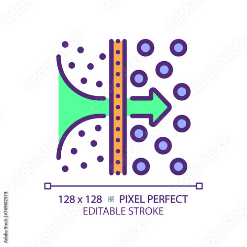 Osmosis RGB color icon. Educational diagram. Water filtration and purification. Osmotic pressure. Isolated vector illustration. Simple filled line drawing. Editable stroke. Pixel perfect