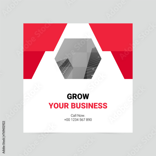 Red modern grow your business social media cover template