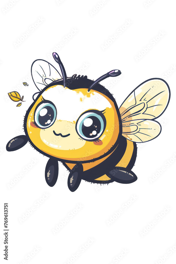 Cute bee in cartoon style. Flat illustration on transparent background Cute bee in cartoon style. Flat illustration on transparent background