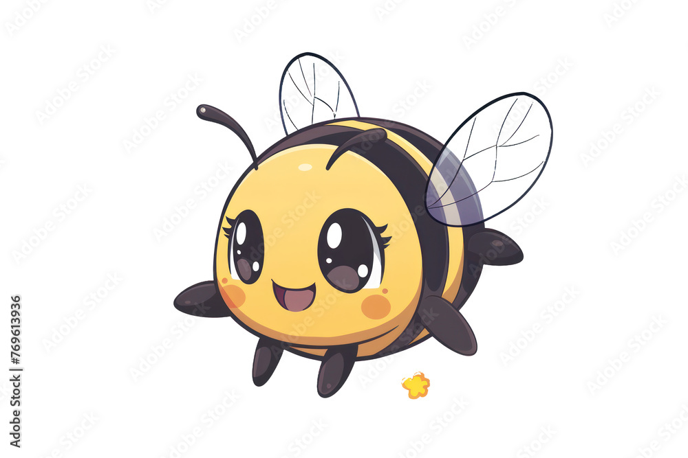 Cute bee in cartoon style. Flat illustration on transparent background Cute bee in cartoon style. Flat illustration on transparent background