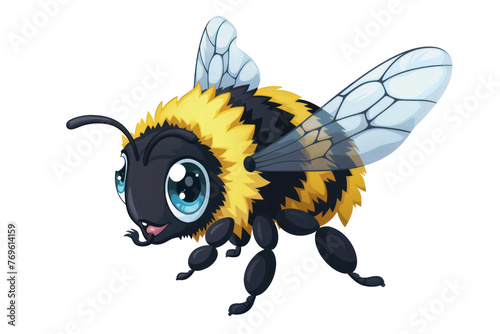 Cute bee in cartoon style. Flat illustration on transparent background