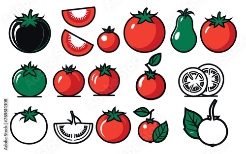 set of a tomatoes icon vector 