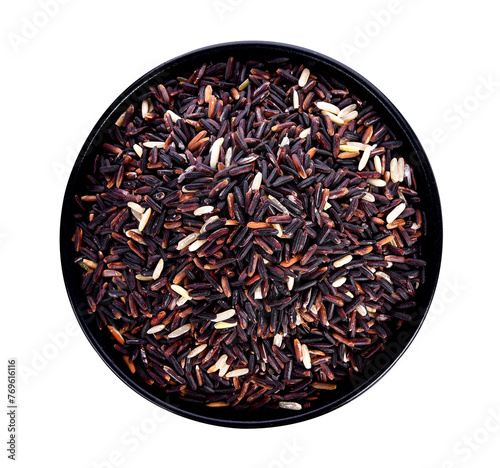 Mixed rice and Riceberry isolated on white. top view transparent png