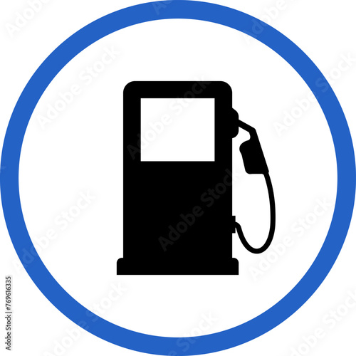 Gas station flat vector icon. Gas petrol fuel station icon, gasoline refill pump road sign. Gas station icon vector illustration.