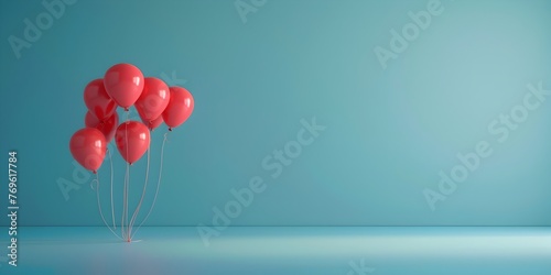 A group of vibrant red heart-shaped balloons are floating and lifting into the air creating a joyful and uplifting scene