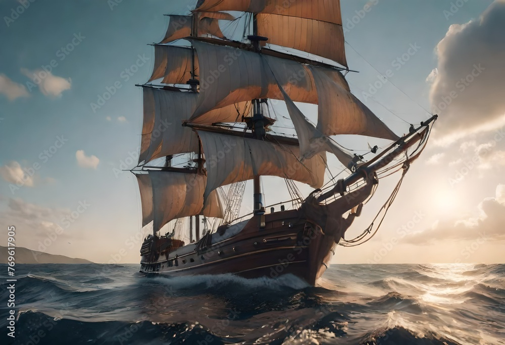 Fototapeta premium ship in the sea