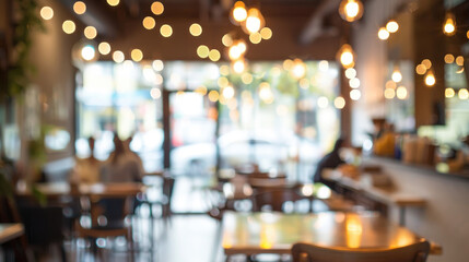 Blurred cafe background, abstract photo of a restaurant with the blurred bokeh