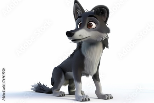 3Dcartoon Wolf on white background  photo