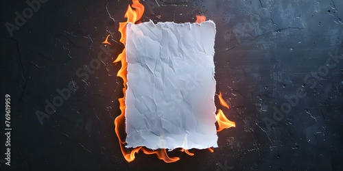 Digestive discomfort due to acid reflux or GERD symbolized by a burning piece of paper. Concept Digestive Health, Acid Reflux, GERD, Discomfort, Burning Sensation