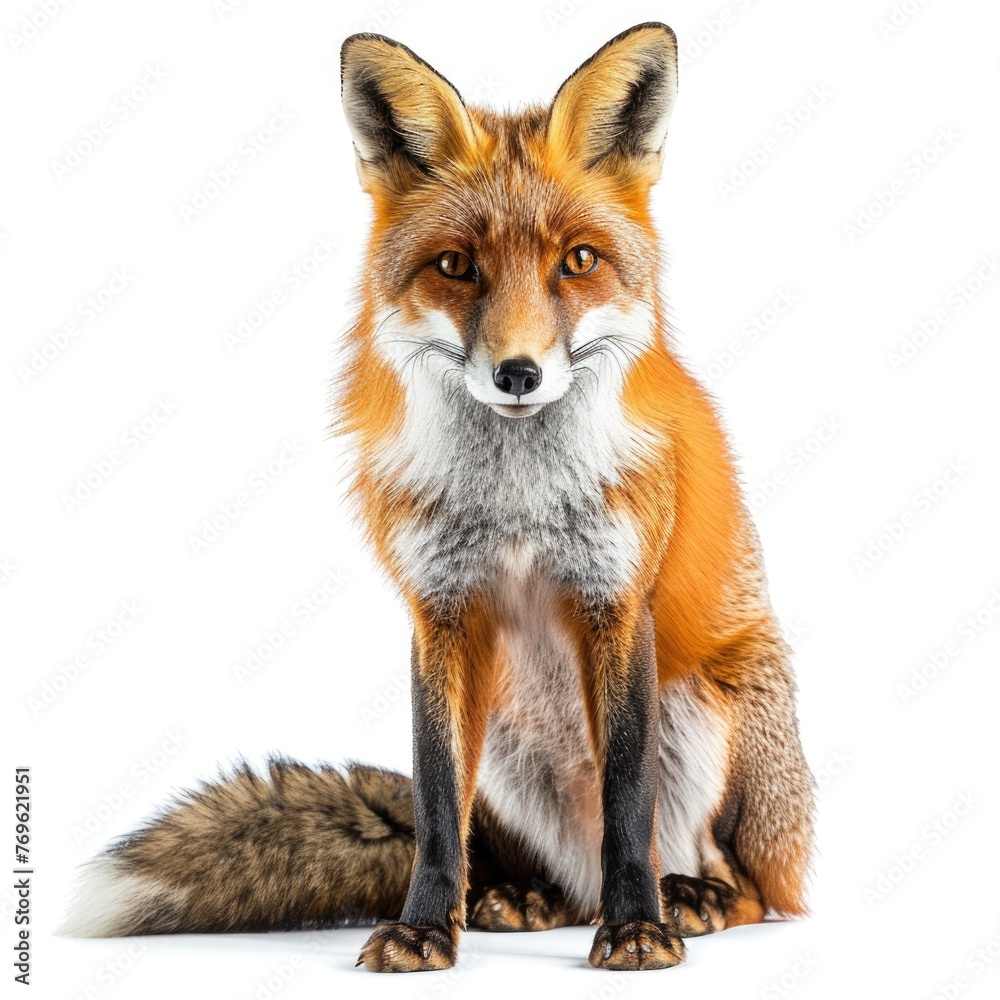 Fox, wild animal isolated on white background