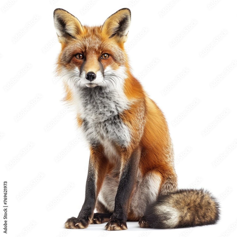 Fox, wild animal isolated on white background