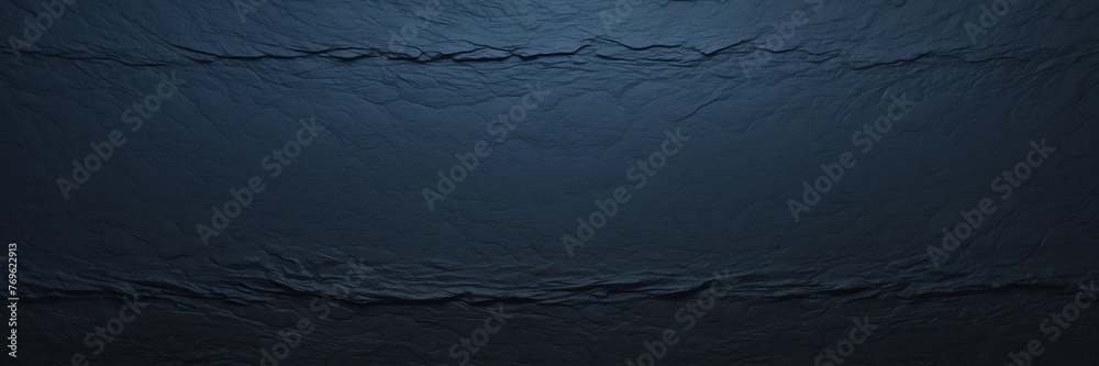 Midnight blue to obsidian black color gradient kraft paper grainy rough texture banner panoramic background banner template backdrop from Generative AI - obrazy, fototapety, plakaty 