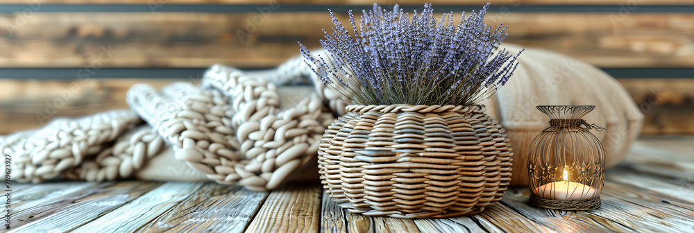 Lavender Fields in Bloom, Capturing the Essence of Provence in a Rustic Basket