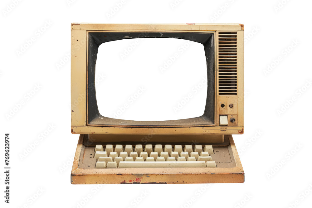 A vintage retro personal computer monitor - obrazy, fototapety, plakaty 