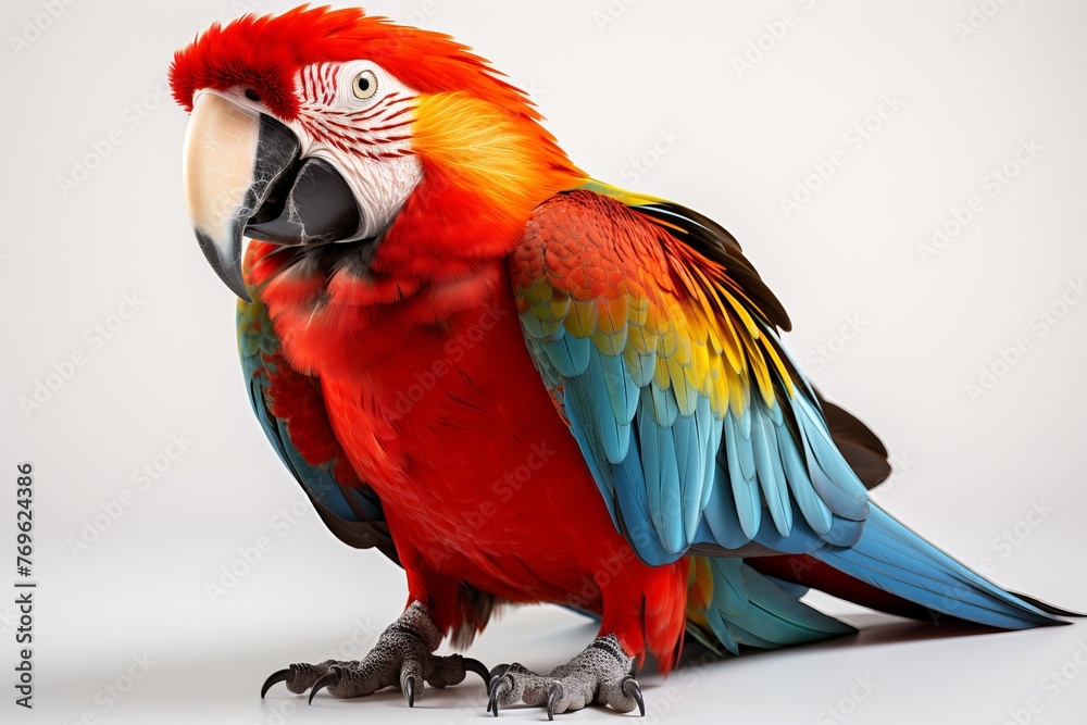 Scarlet Macaw bird on white background 