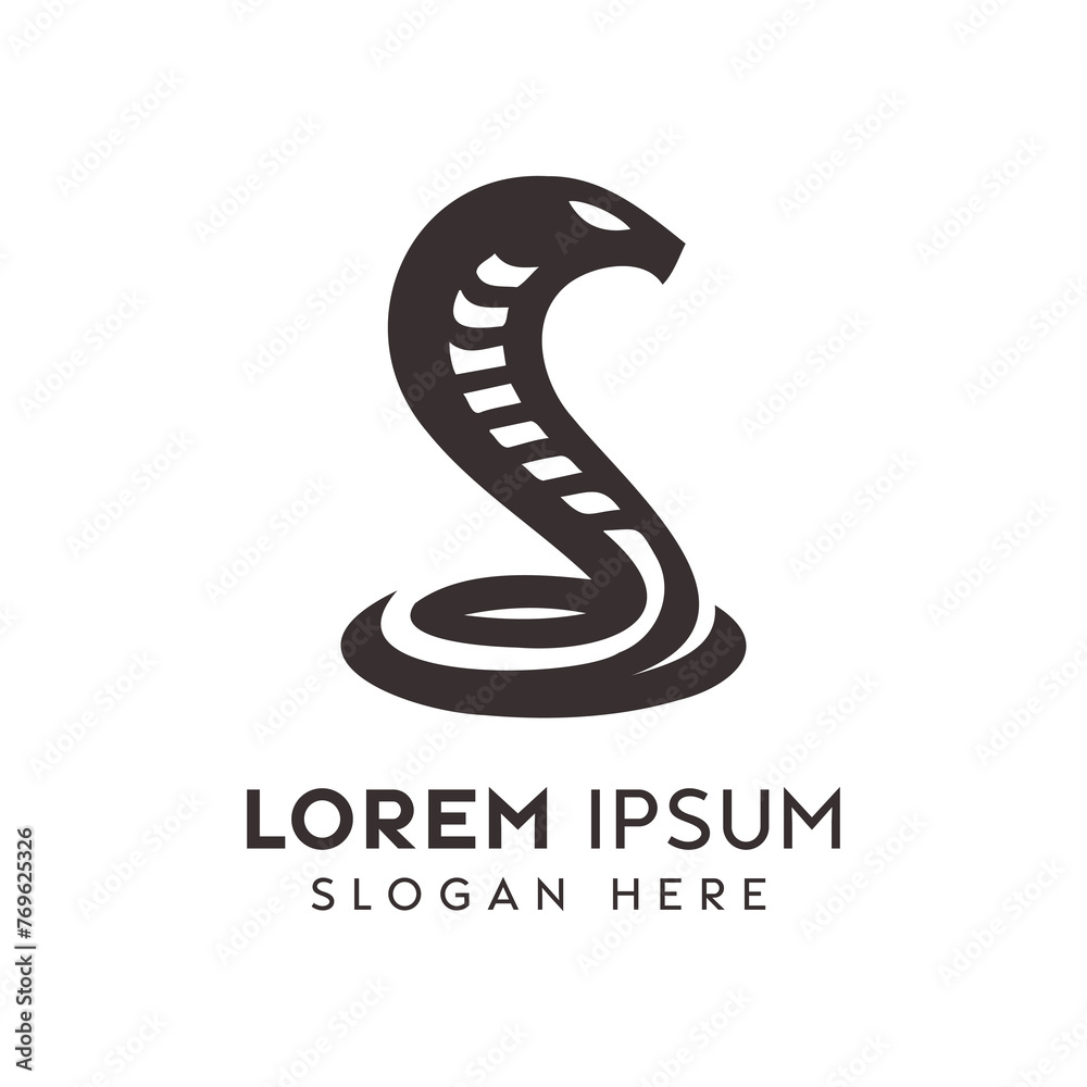 Stylized Black Cobra Logo Design for a Fictional Brand on a White Background Stylized Black Cobra Logo Design for a Fictional Brand on a White Background