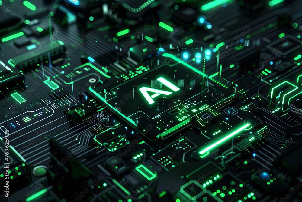 A black and green futuristic GUI with text AI A black and green futuristic GUI with text AI