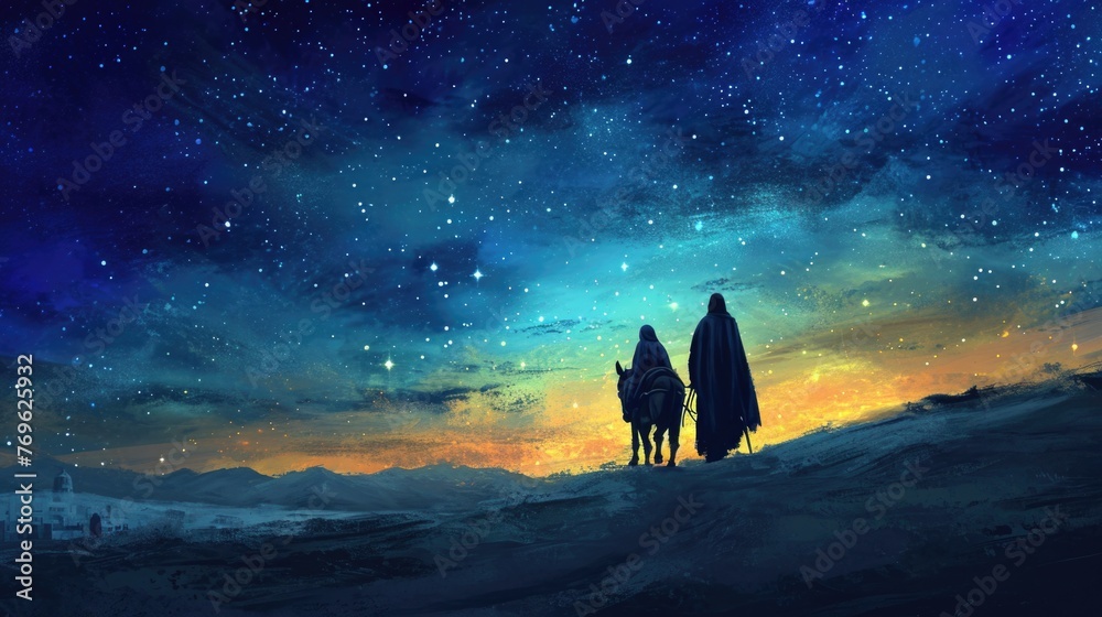 Journey of Mary and Joseph, illustration