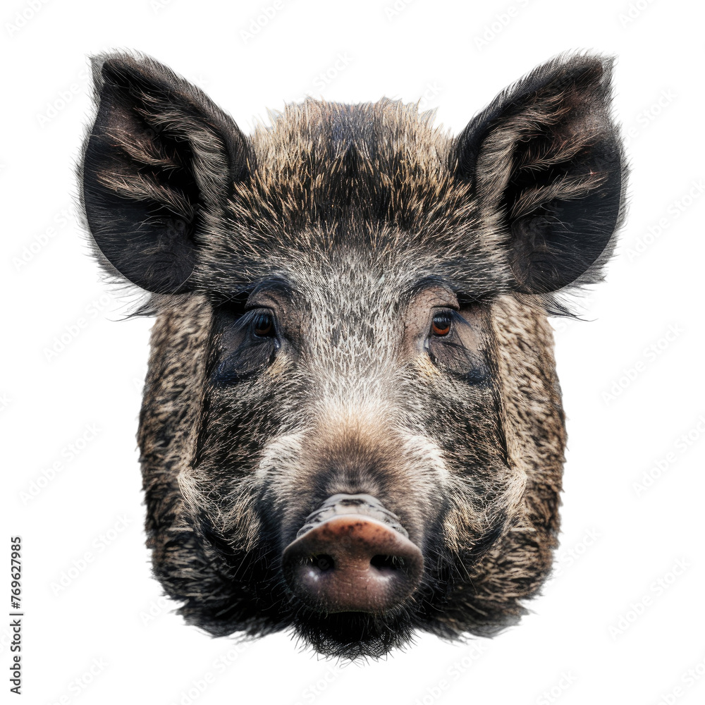 wild boar face shot , isolated on transparent background cutout wild boar face shot , isolated on transparent background cutout