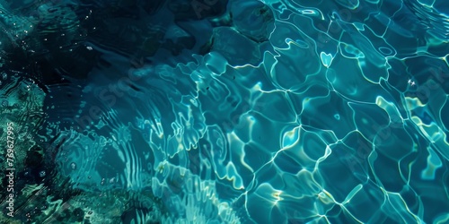 A deep blue and turquoise sea texture, capturing the crystal-clear waters of the Aegean Sea, with light reflections and subtle wave patterns created with Generative AI Technology