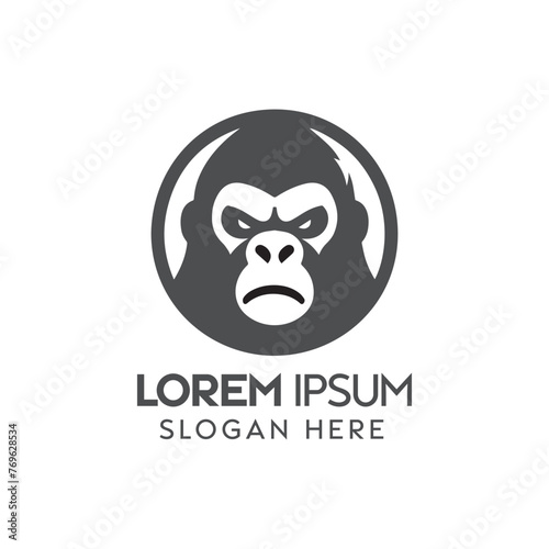 Bold Gorilla Face Logo Design With Placeholder Text for Company Branding