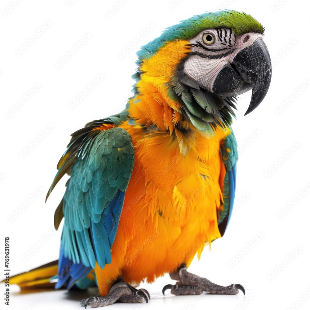 Parrot, bird isolated on white background
