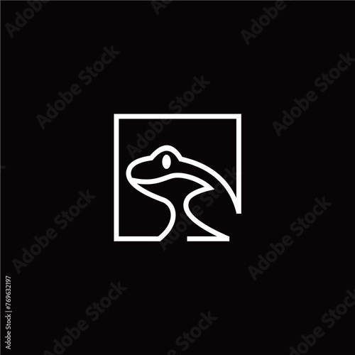 creative simple logo design frog line