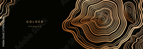 Background of abstract growth rings of a tree.Line design of a wooden stump.Tree cut pattern.Vector topographic map concept. 