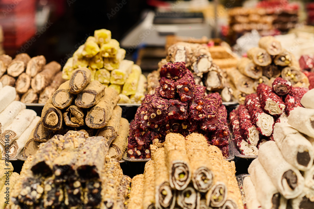 Capturing the Essence of Turkish Delights: Indulging in the Irresistible Sweet Treats of Istanbul's Streets.