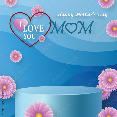 Mother day podium round stage on color background