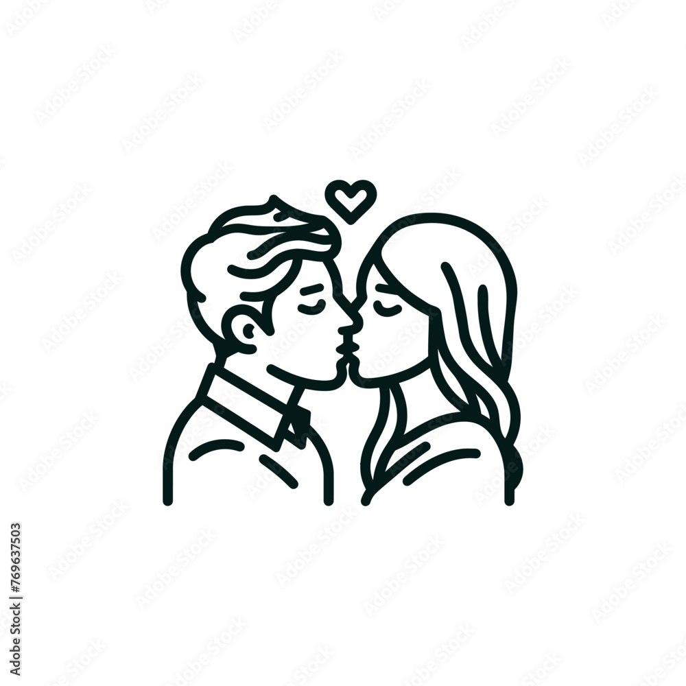 Couple Kissing Vector Illustration on white background